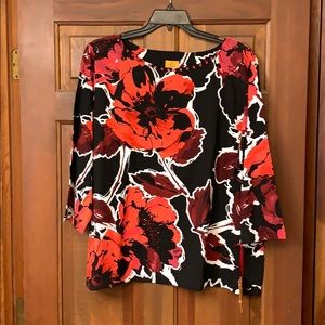 NWT - Ruby Rd. ; Black & Red floral top; 3X